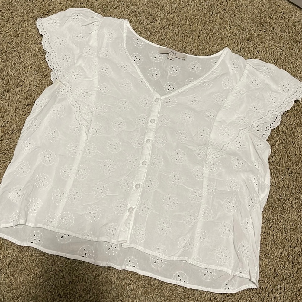 Loft floral white blouse